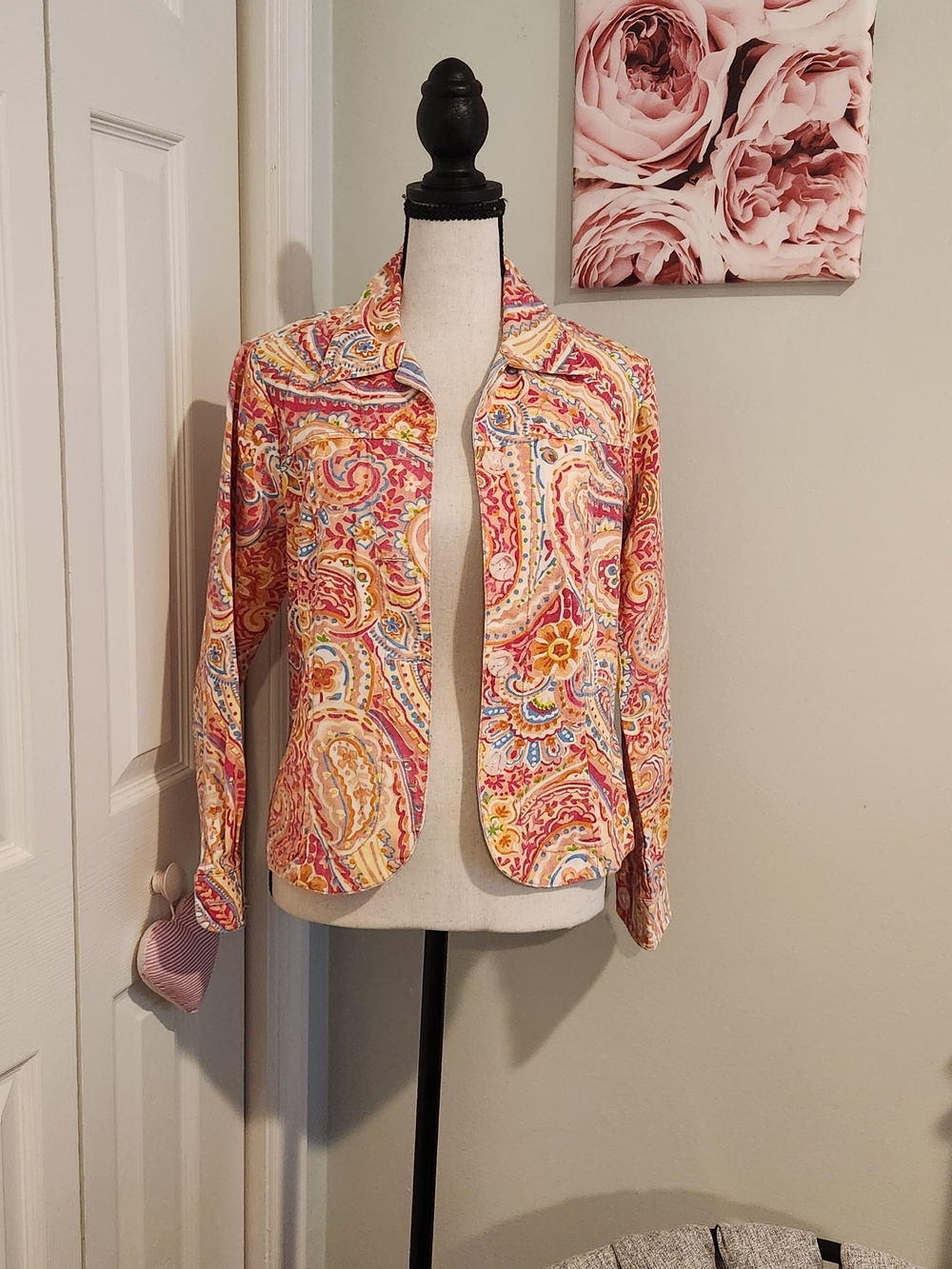 Coldwater Creek Multicolor Paisley Blazer with Pink Base